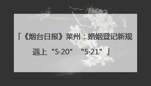 《烟台日报》莱州：婚姻登记新规遇上“5·20”“5·21”