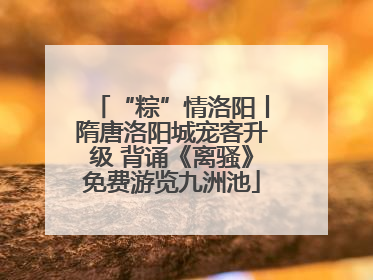 “粽”情洛阳丨隋唐洛阳城宠客升级 背诵《离骚》免费游览九洲池