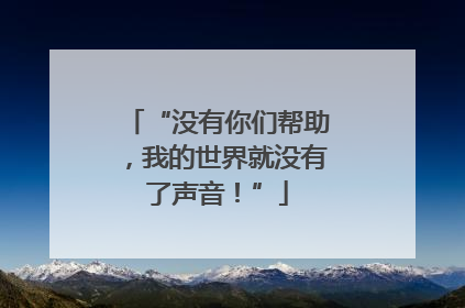 “没有你们帮助，我的世界就没有了声音！”
