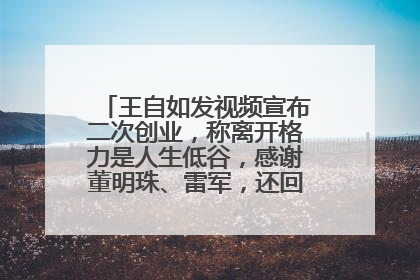 王自如发视频宣布二次创业，称离开格力是人生低谷，感谢董明珠、雷军，还回应了“工资条”：清楚自己要什么……