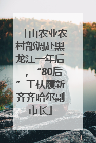 由农业农村部调赴黑龙江一年后，“80后”王杕履新齐齐哈尔副市长