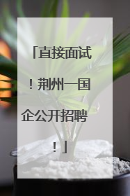 直接面试！荆州一国企公开招聘！