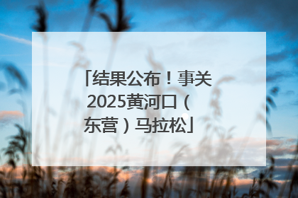结果公布！事关2025黄河口（东营）马拉松