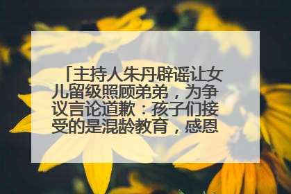 主持人朱丹辟谣让女儿留级照顾弟弟，为争议言论道歉：孩子们接受的是混龄教育，感恩每一条批评