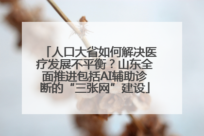 人口大省如何解决医疗发展不平衡？山东全面推进包括AI辅助诊断的“三张网”建设