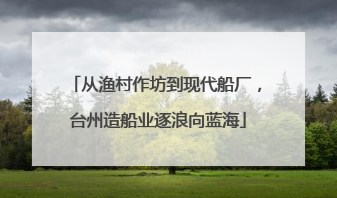 从渔村作坊到现代船厂，台州造船业逐浪向蓝海