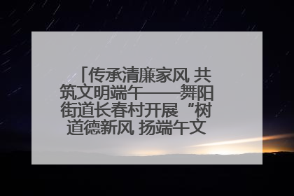 传承清廉家风 共筑文明端午——舞阳街道长春村开展“树道德新风 扬端午文化”主题活动