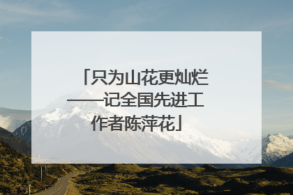 只为山花更灿烂——记全国先进工作者陈萍花