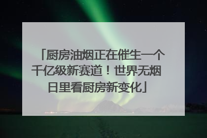 厨房油烟正在催生一个千亿级新赛道！世界无烟日里看厨房新变化