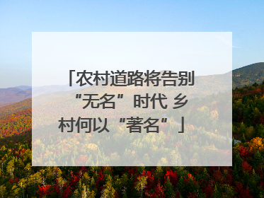 农村道路将告别“无名”时代 乡村何以“著名”