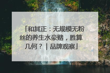和其正：无规模无粉丝的养生水豪赌，胜算几何？｜品牌观察