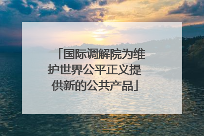 国际调解院为维护世界公平正义提供新的公共产品