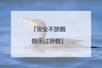 安全不放假 快乐过暑假