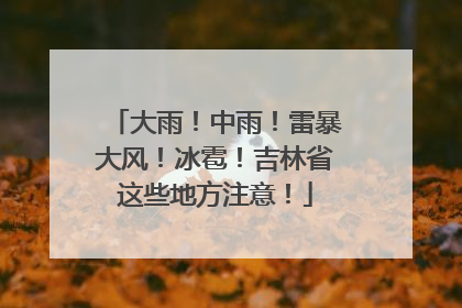 大雨！中雨！雷暴大风！冰雹！吉林省这些地方注意！