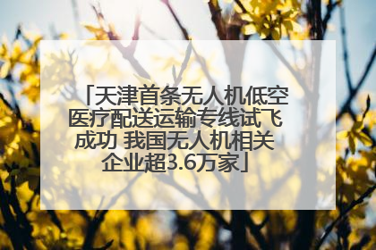 天津首条无人机低空医疗配送运输专线试飞成功 我国无人机相关企业超3.6万家