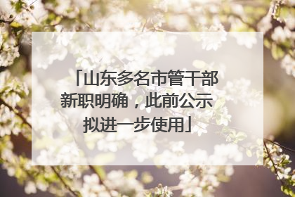 山东多名市管干部新职明确，此前公示拟进一步使用