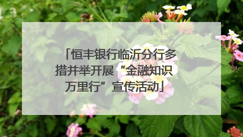 恒丰银行临沂分行多措并举开展“金融知识万里行”宣传活动