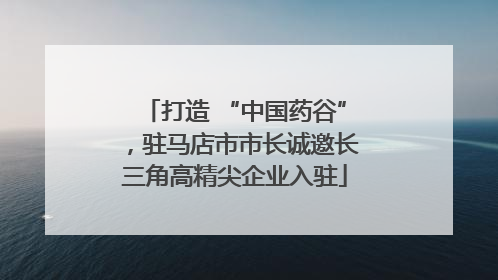 打造 “中国药谷”，驻马店市市长诚邀长三角高精尖企业入驻