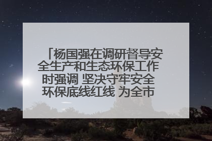 杨国强在调研督导安全生产和生态环保工作时强调 坚决守牢安全环保底线红线 为全市经济社会高质量发展提供坚强保障