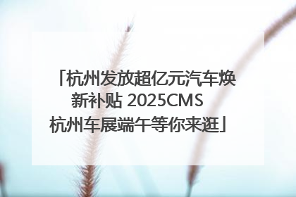 杭州发放超亿元汽车焕新补贴 2025CMS杭州车展端午等你来逛