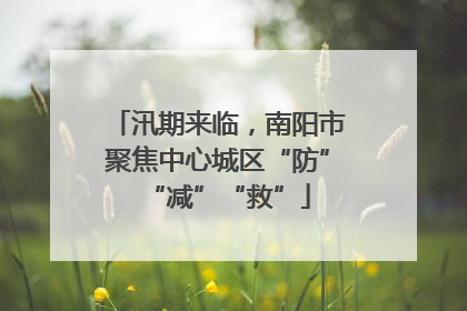 汛期来临，南阳市聚焦中心城区“防”“减”“救”