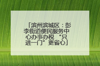 滨州滨城区：彭李街道便民服务中心办事办税 “只进一门”更省心