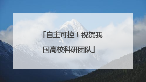 自主可控！祝贺我国高校科研团队