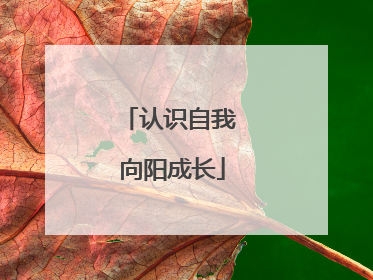 认识自我 向阳成长