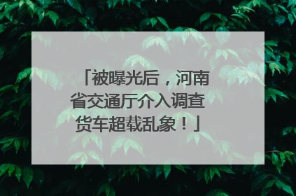 被曝光后，河南省交通厅介入调查货车超载乱象！
