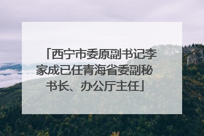 西宁市委原副书记李家成已任青海省委副秘书长、办公厅主任