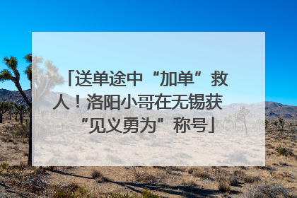 送单途中“加单”救人！洛阳小哥在无锡获“见义勇为”称号