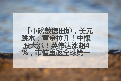 重磅数据出炉，美元跳水，黄金拉升！中概股大涨！英伟达涨超4%，市值重返全球第一！黄仁勋计划出售至多600万股股票