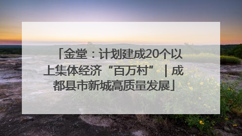 金堂：计划建成20个以上集体经济“百万村”｜成都县市新城高质量发展