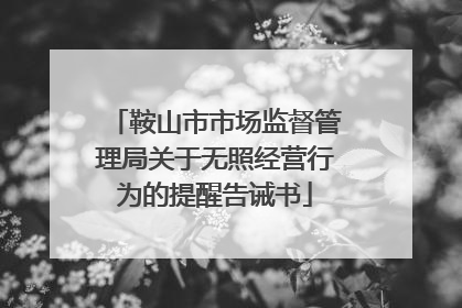 鞍山市市场监督管理局关于无照经营行为的提醒告诫书