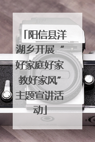 阳信县洋湖乡开展“好家庭好家教好家风”主题宣讲活动