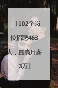 102个岗位招聘463人，最高月薪3万