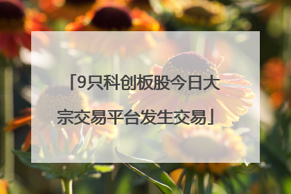 9只科创板股今日大宗交易平台发生交易